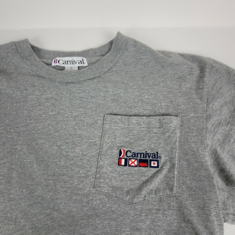 Carnival Cruise T Shirt Adult XL  Steel Gray Embroidered Short Sleeve Pocket Tee